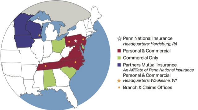 Penn National Insurance Footprint Map